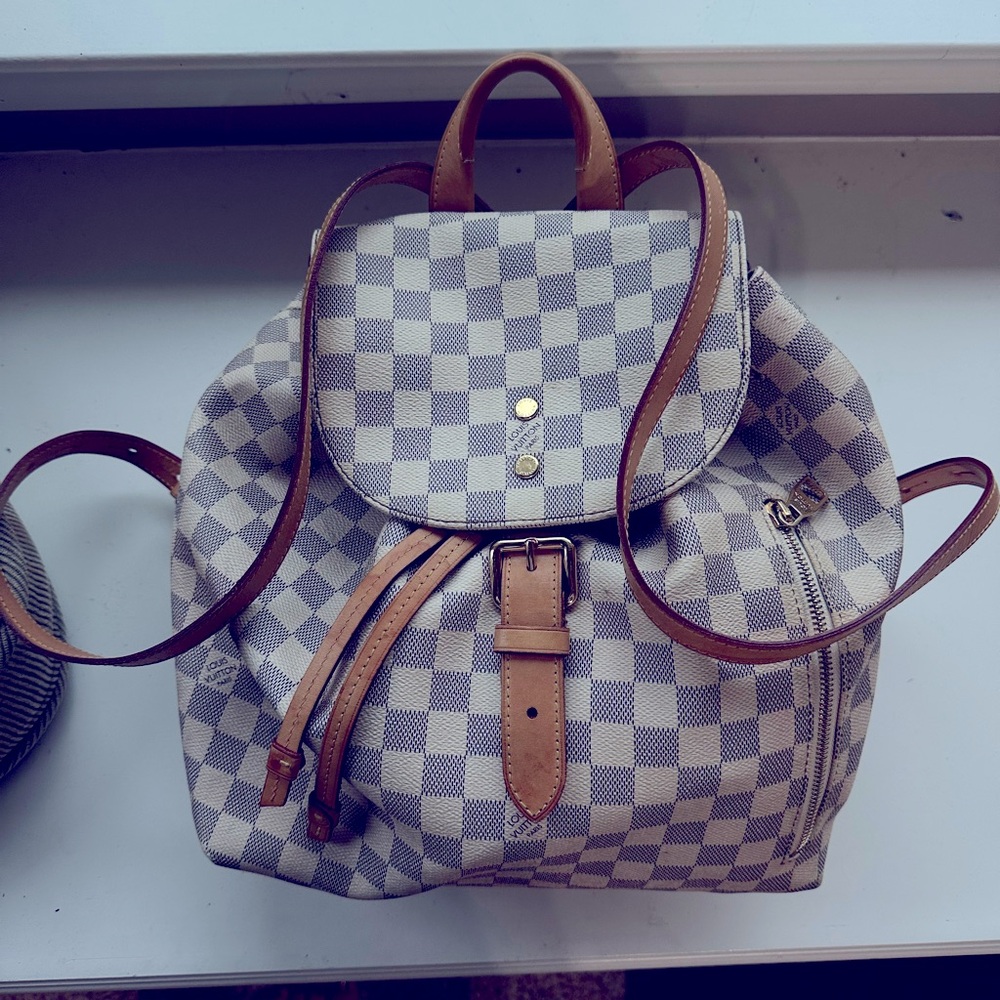 Authentic Louis Vuitton Sperone Damier Azur White Backpack